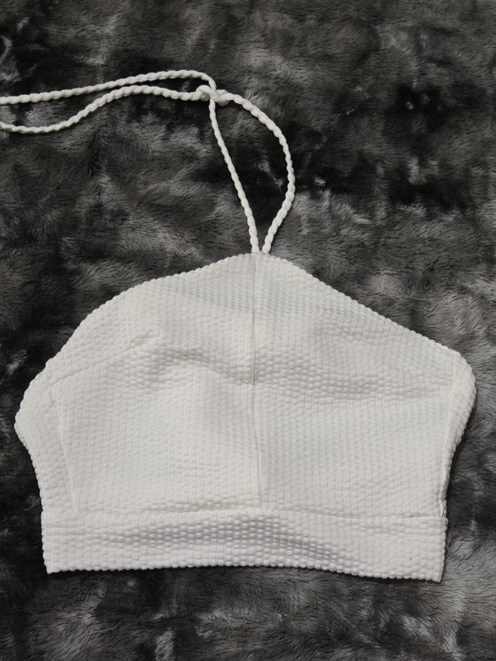 Lulus White Textured Halter Tie Back Crop Top XS